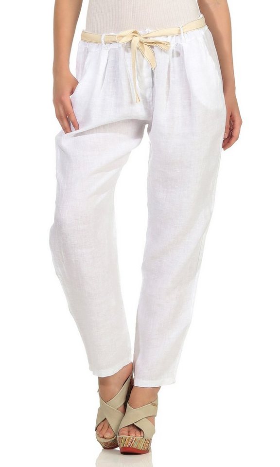 Mississhop Leinenhose Leinenhose 100 % Leinen Freizeithose mit Stoffgürtel M.317 Mississhop Leinenhose Leinenhose 100 % Leinen Freizeithose mit Stoffgürtel M.317 von Mississhop