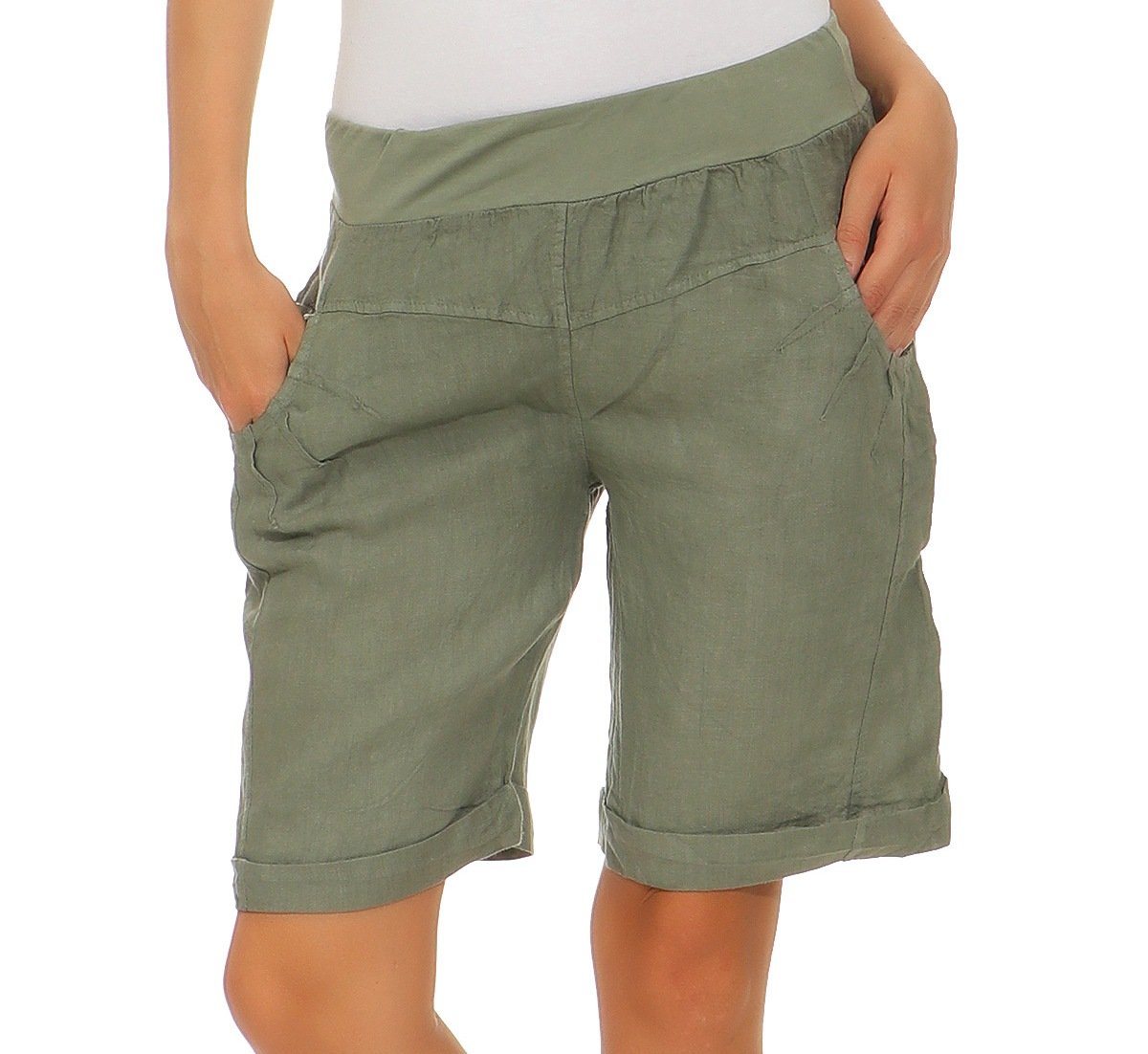 Mississhop Leinenhose Leinenshorts Bermuda 100 % Leinen kurze Hose 276 von Mississhop