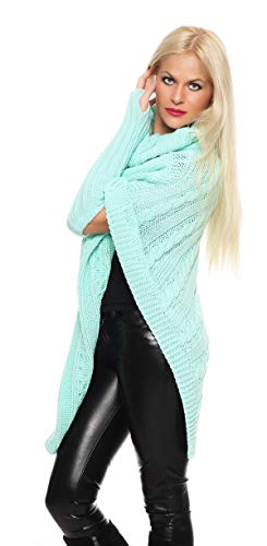 Mississhop Poncho Cape Strick Sweatshirt Pullover Umhang Überwurf mit Stulpen 3012 Mint von Mississhop