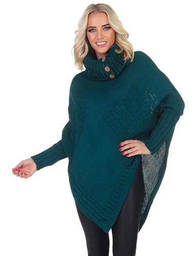 Mississhop Poncho Strick Sweatshirt Pullover Umhang Überwurf 30-01 Petrol von Mississhop