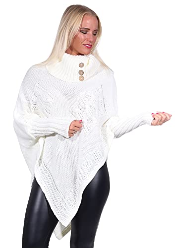 Mississhop Poncho Strick Sweatshirt Pullover Umhang Überwurf 30-01 Weiß von Mississhop