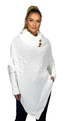 Mississhop Poncho Strick Sweatshirt Pullover Umhang Überwurf 30-01 Weiß von Mississhop