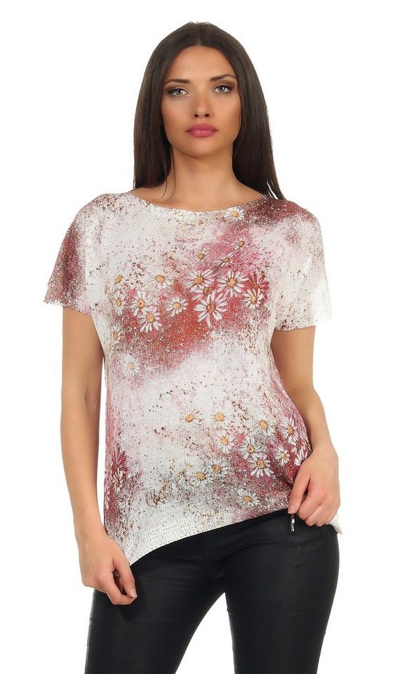 Mississhop Print-Shirt Damen weißes Shirt mit Blumen Tshirt Bluse 320 von Mississhop