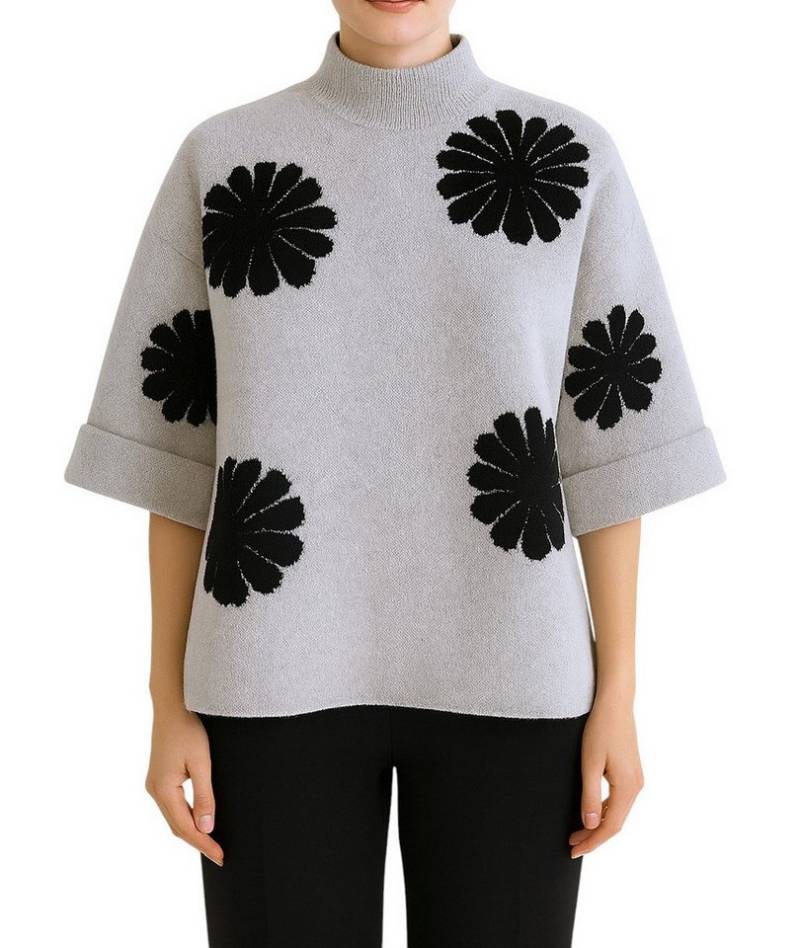 Mississhop Rollkragenpullover Damen Pullover mit Blumenmuster M.408 von Mississhop