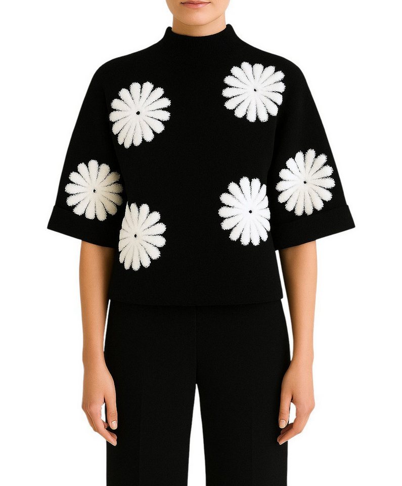 Mississhop Rollkragenpullover Damen Pullover mit Blumenmuster M.408 von Mississhop