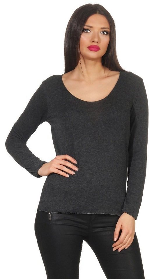 Mississhop Rundhalspullover Leichter Pullover mit Wascheffekt Strick Sweatshirt Pulli 303 von Mississhop