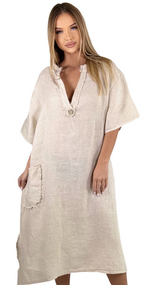 Mississhop Sommerkleid Dame Kleid Sommerkleid 100% Leinen M.3093 von Mississhop