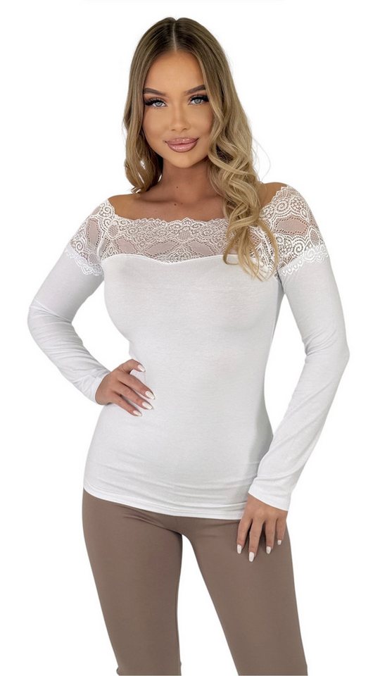 Mississhop Spitzenshirt Spitzenshirt Spitze Spitzen T-Shirt Bluse Shirt M.71 von Mississhop