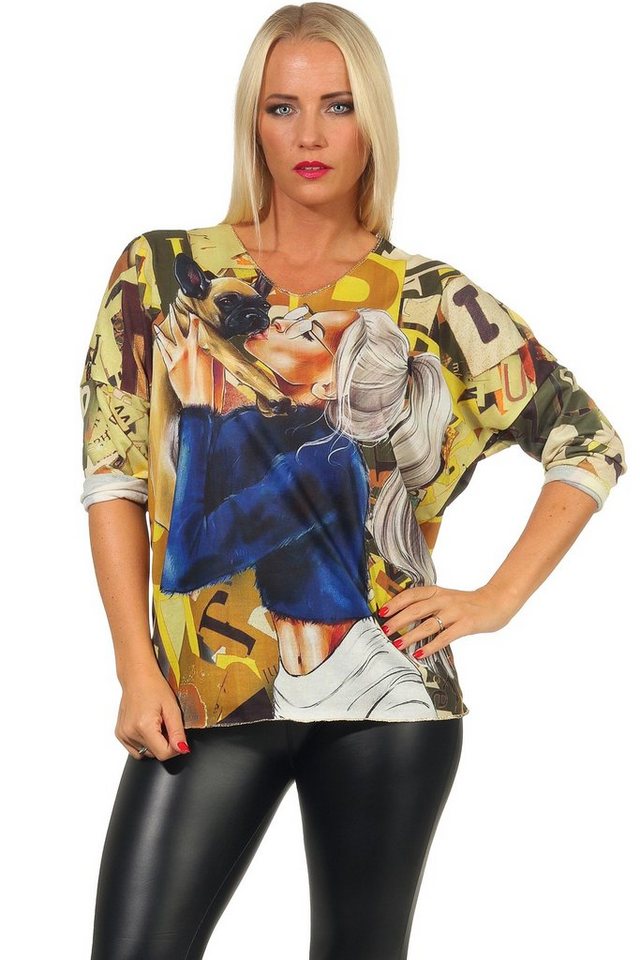 Mississhop Stillpullover Pop Art Damen Feintstrick Pullover Italy Bloger von Mississhop