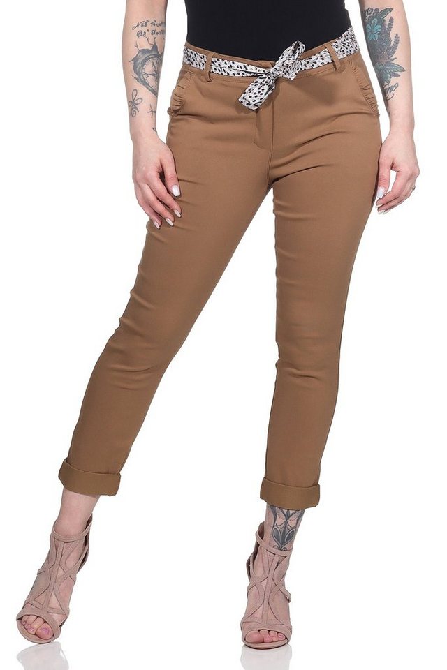 Mississhop Stretch-Hose Female Damen Stretch Klassische Chino Hose mit gemustertem Tuch M. 366 von Mississhop