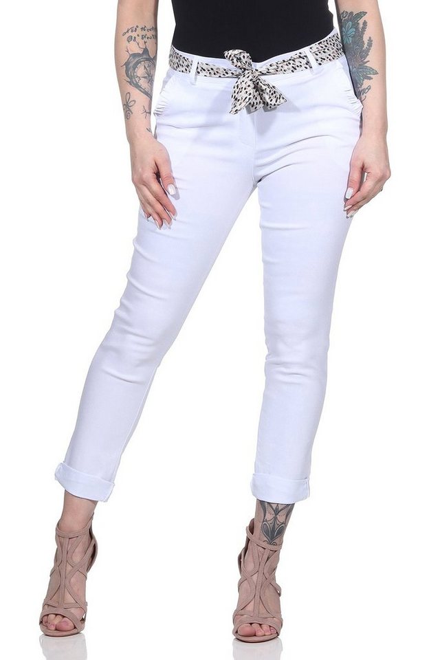 Mississhop Stretch-Hose Female Damen Stretch Klassische Chino Hose mit gemustertem Tuch M. 366 von Mississhop