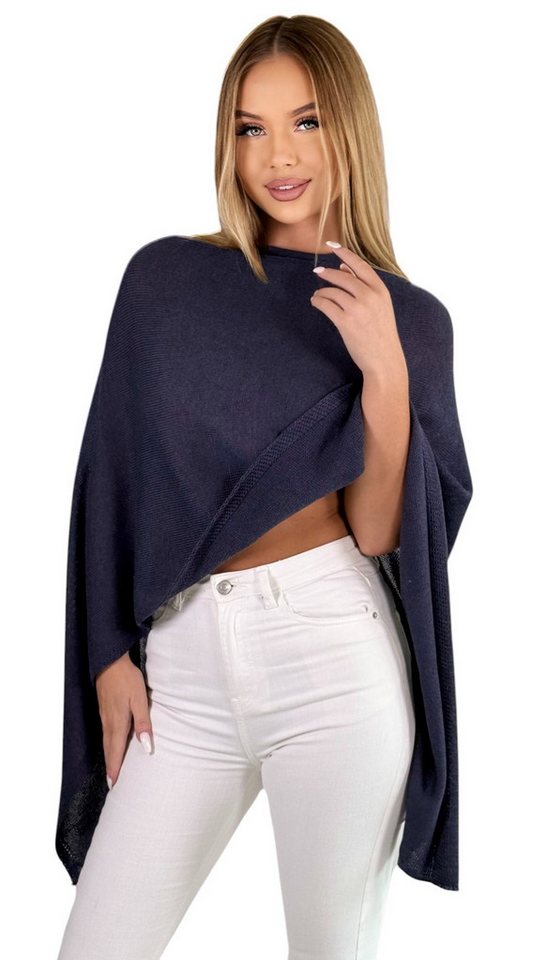 Mississhop Strickponcho Damen Poncho Cape Überwurf Strickponcho feiner Strick 221 von Mississhop
