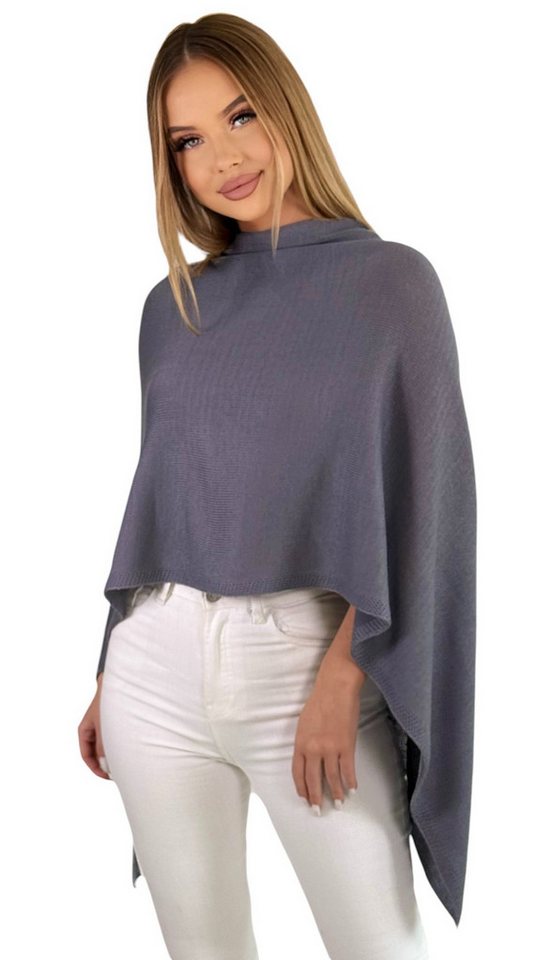 Mississhop Strickponcho Damen Poncho Cape Überwurf Strickponcho feiner Strick 221 von Mississhop