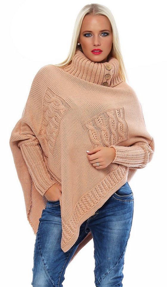 Mississhop Strickponcho Poncho Strick Sweatshirt Pullover Umhang Überwurf M. 3001 von Mississhop