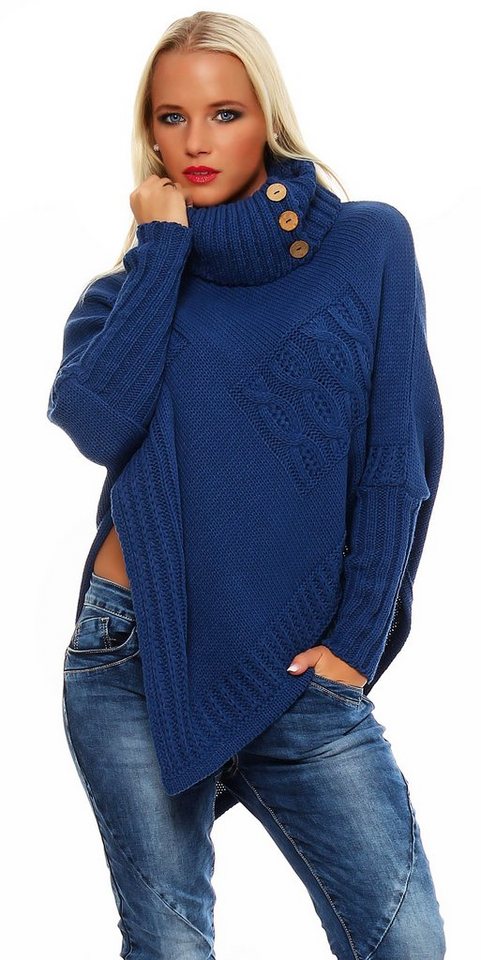 Mississhop Strickponcho Poncho Strick Sweatshirt Pullover Umhang Überwurf M. 3001 von Mississhop