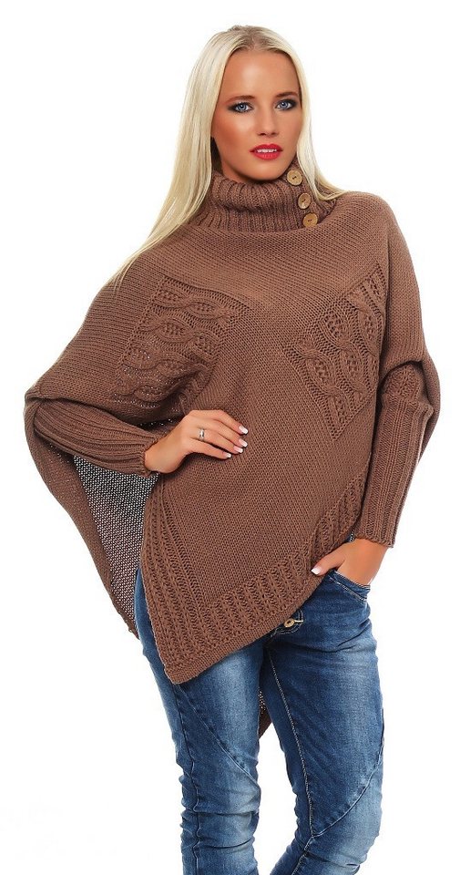 Mississhop Strickponcho Poncho Strick Sweatshirt Pullover Umhang Überwurf M. 3001 von Mississhop