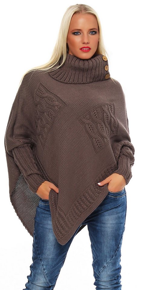 Mississhop Strickponcho Poncho Strick Sweatshirt Pullover Umhang Überwurf M. 3001 von Mississhop