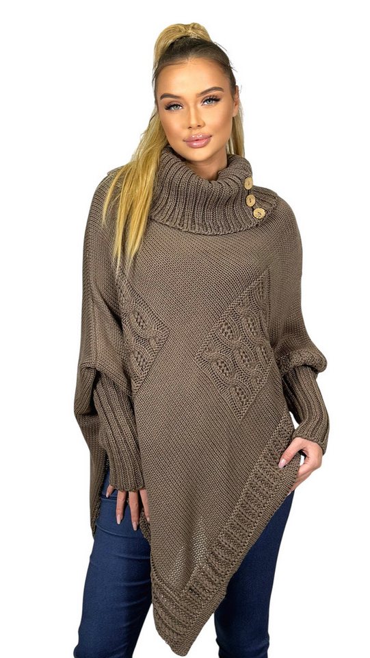 Mississhop Strickponcho Poncho Strick Sweatshirt Pullover Umhang Überwurf von Mississhop