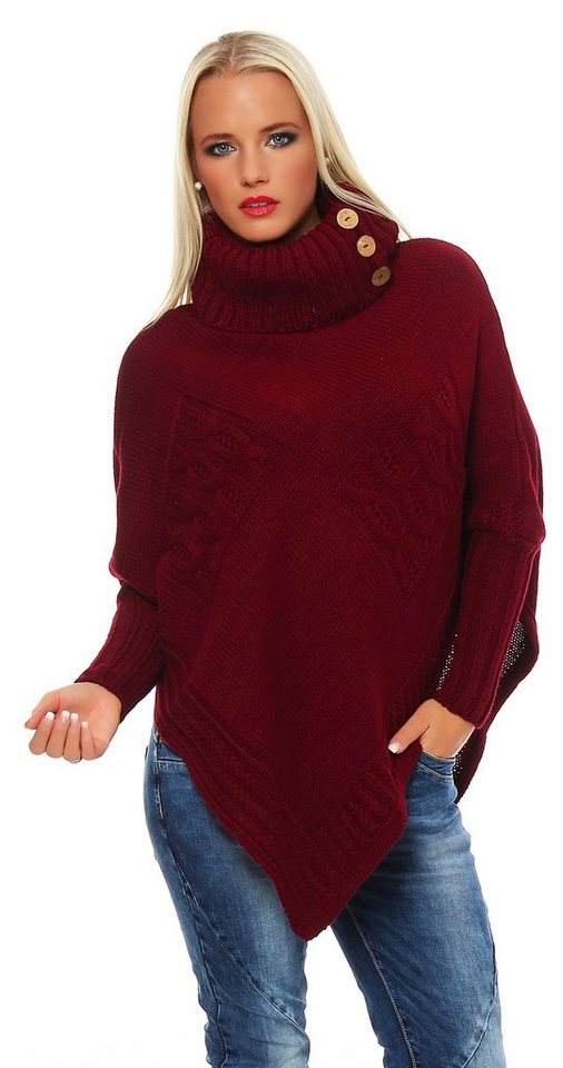 Mississhop Strickponcho Poncho Strick Sweatshirt Pullover Umhang Überwurf M. 3001 von Mississhop