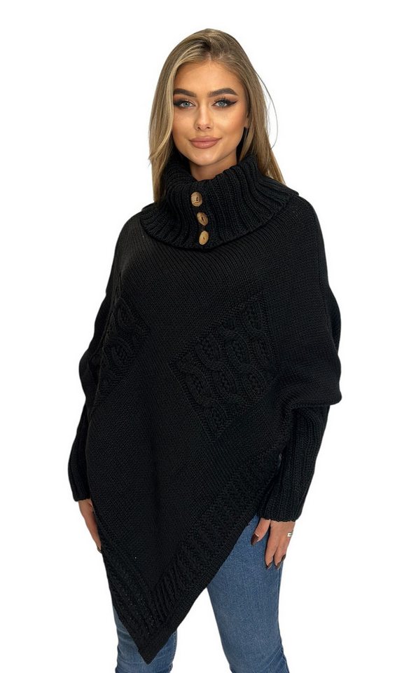 Mississhop Strickponcho Poncho Strick Sweatshirt Pullover Umhang Überwurf von Mississhop