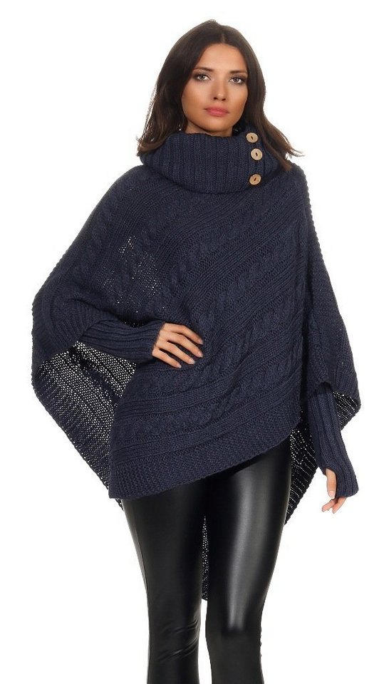 Mississhop Strickponcho Poncho Strick Sweatshirt Pullover Umhang Überwurf mit Stulpen 3012 von Mississhop