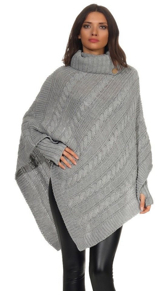 Mississhop Strickponcho Poncho Strick Sweatshirt Pullover Umhang Überwurf mit Stulpen 3012 von Mississhop