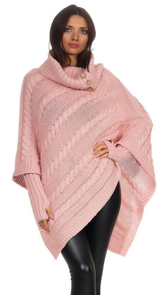 Mississhop Strickponcho Poncho Strick Sweatshirt Pullover Umhang Überwurf mit Stulpen 3012 von Mississhop