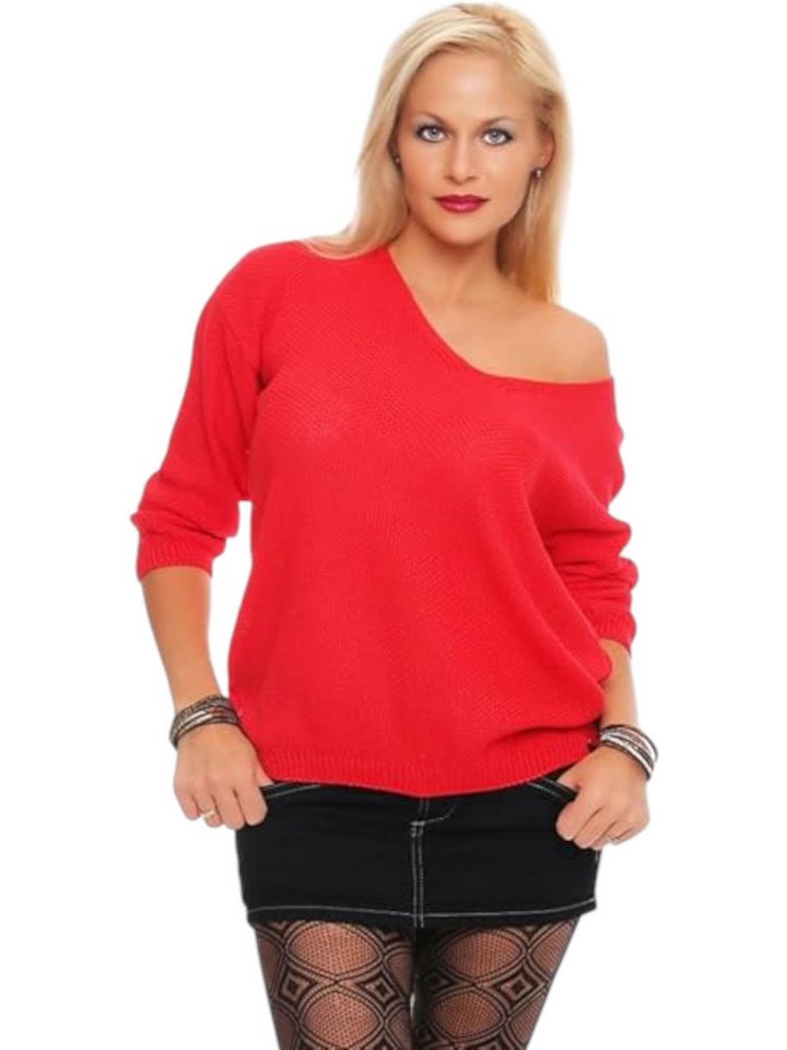 Mississhop V-Ausschnitt-Pullover Damen Strick Pullover Sweatshirt Pulli 3011 von Mississhop