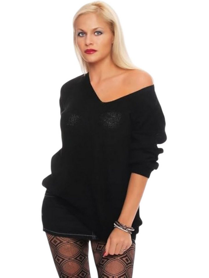 Mississhop V-Ausschnitt-Pullover Damen Strick Pullover Sweatshirt Pulli 3011 von Mississhop