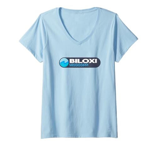 Damen Emblem mit Biloxi-Logo - Biloxi Mississippi T-Shirt mit V-Ausschnitt Damen Emblem mit Biloxi-Logo - Biloxi Mississippi T-Shirt mit V-Ausschnitt von Mississippi Adventure Gear