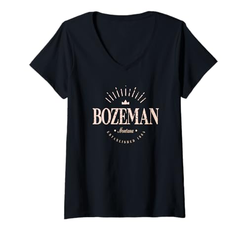 Damen Bozeman Mississippi Modern - Bozeman MT T-Shirt mit V-Ausschnitt Damen Bozeman Mississippi Modern - Bozeman MT T-Shirt mit V-Ausschnitt von Mississippi Contemporary Designs