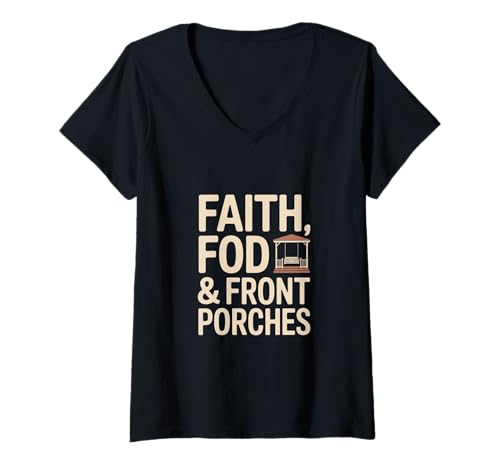 Damen Mississippi Heritage Faith, FOD & Porches T-Shirt mit V-Ausschnitt von Mississippi Heritage Style