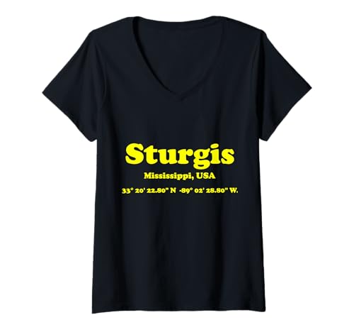 Damen Sturgis Mississippi USA Koordinaten Souvenir T-Shirt mit V-Ausschnitt Damen Sturgis Mississippi USA Koordinaten Souvenir T-Shirt mit V-Ausschnitt von Mississippi Stuff