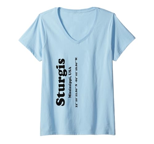 Damen Sturgis Mississippi USA Koordinaten Souvenir T-Shirt mit V-Ausschnitt Damen Sturgis Mississippi USA Koordinaten Souvenir T-Shirt mit V-Ausschnitt von Mississippi Stuff