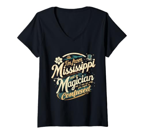 Damen I'm from Mississippi T-Shirt mit V-Ausschnitt von Mississippi