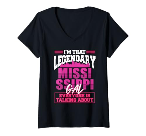 Damen Legendary Mississippi Gal T-Shirt mit V-Ausschnitt von Mississippi