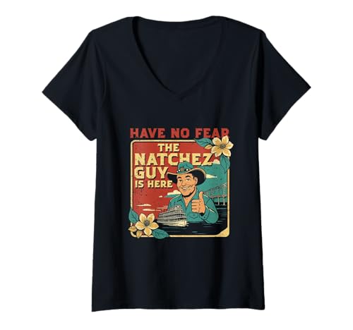 Damen Mississippi Natchez Guy T-Shirt mit V-Ausschnitt von Mississippi