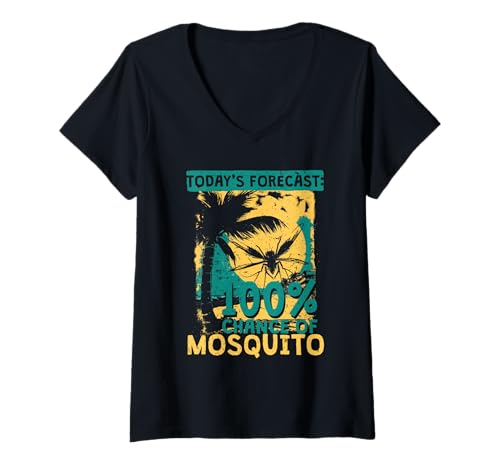 Damen Mississippi Todays Forecast 100% Chance of Mosquito T-Shirt mit V-Ausschnitt von Mississippi