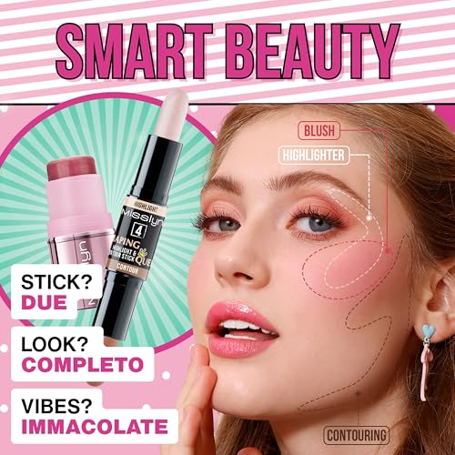 Misslyn Multi-Stick Lidschatten, Lippenstift und Rouge für Augen und Lippen, Volumengebende und feuchtigkeitsspendende Blush für Gesichtskonturen Misslyn Multi-Stick Lidschatten, Lippenstift und Rouge für Augen und Lippen, Volumengebende und feuchtigkeitsspendende Blush für Gesichtskonturen von Misslyn