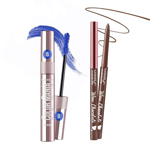 Misslyn Volumenisierendes und verlängerndes Mascara-Set für Wimpern und Augenbrauen, wasserdichter Eyeliner, schwarzer Stift für die Augen von Misslyn
