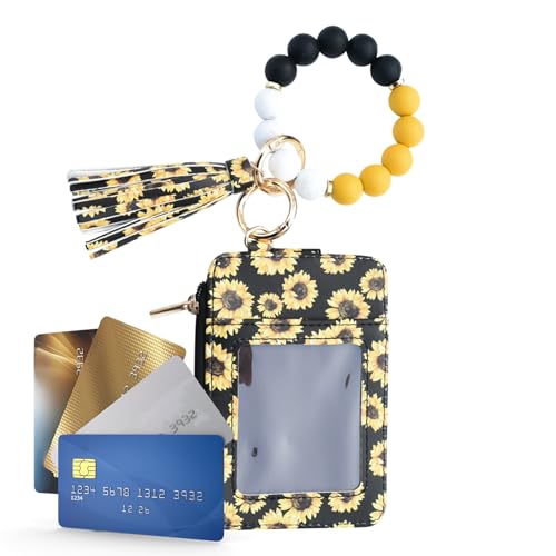 Missmisq Schlüsselanhänger Armband Geldbörse | Kartenhalter mit Perlenquaste und Armband | Kartenetui Organizer für die Damen - Fest Einkaufen Urlaub Datum Reise von Missmisq