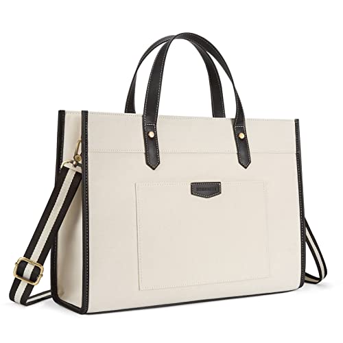 Missnine Laptoptasche 15,6 Zoll Handtasche Damen Business Arbeitstasche Shopper Groß Canvas Tasche Lehrertasche,Aktentasche für Büro Uni, Schwarz & Beige Missnine Laptoptasche 15,6 Zoll Handtasche Damen Business Arbeitstasche Shopper Groß Canvas Tasche Lehrertasche,Aktentasche für Büro Uni, Schwarz & Beige von Missnine