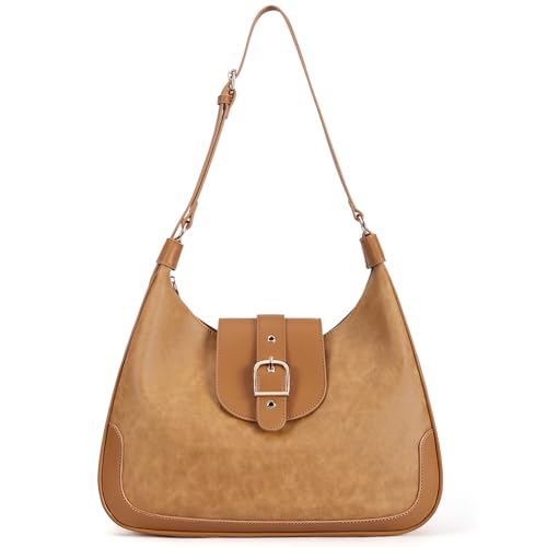 Missnine Retro Umhängetasche Damen - Hobo Bag Lässige PU Leder Handtasche Große Kapazität - Schultertasche Achseltasche für Herbst und Winter von Missnine