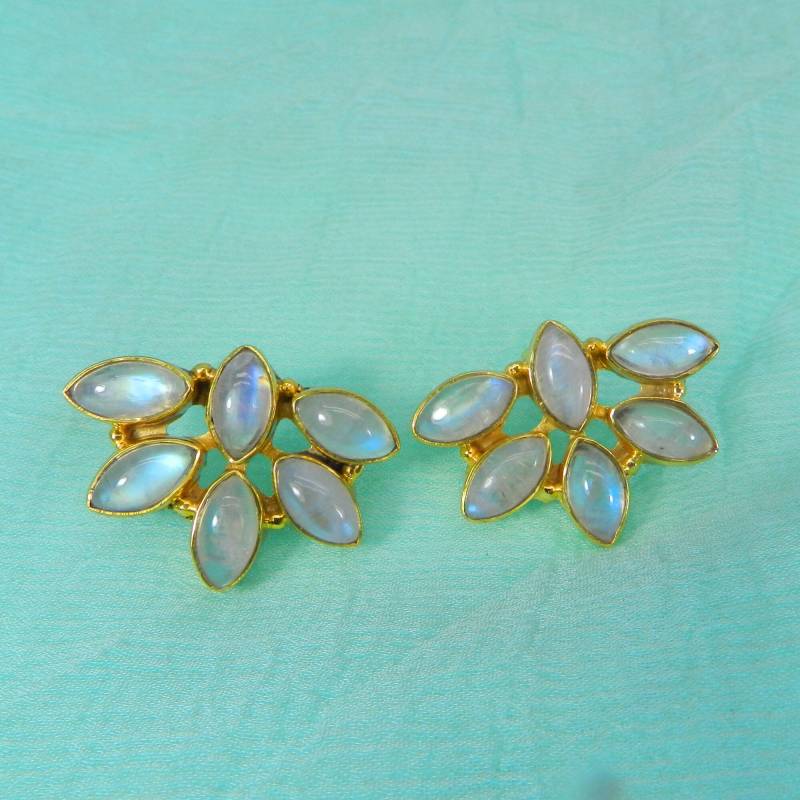 Handgemachte Vergoldete Mondstein Ohrstecker Boho Hochzeitsschmuck von MissomaSantiago