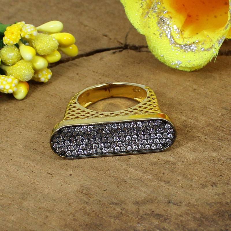 Zirkonia Ring - Handgemachter Edelstein Goldring Statement Cz Schmuck Ehering Unisex Designer Großer von MissomaSantiago