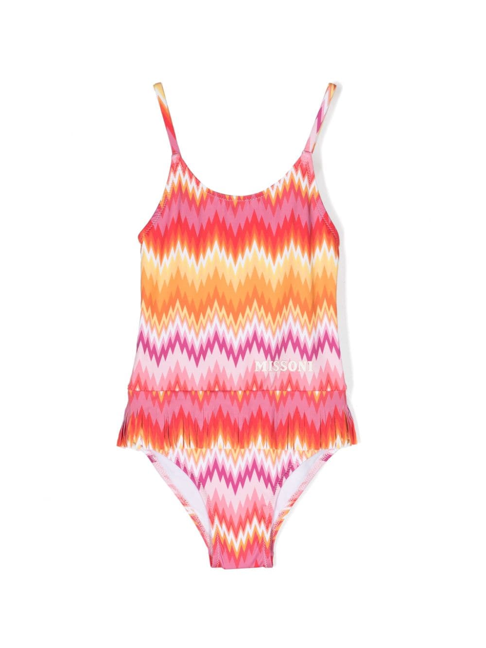 Missoni Kids Fransen-Badeanzug mit Zickzack-Print - Rosa von Missoni Kids