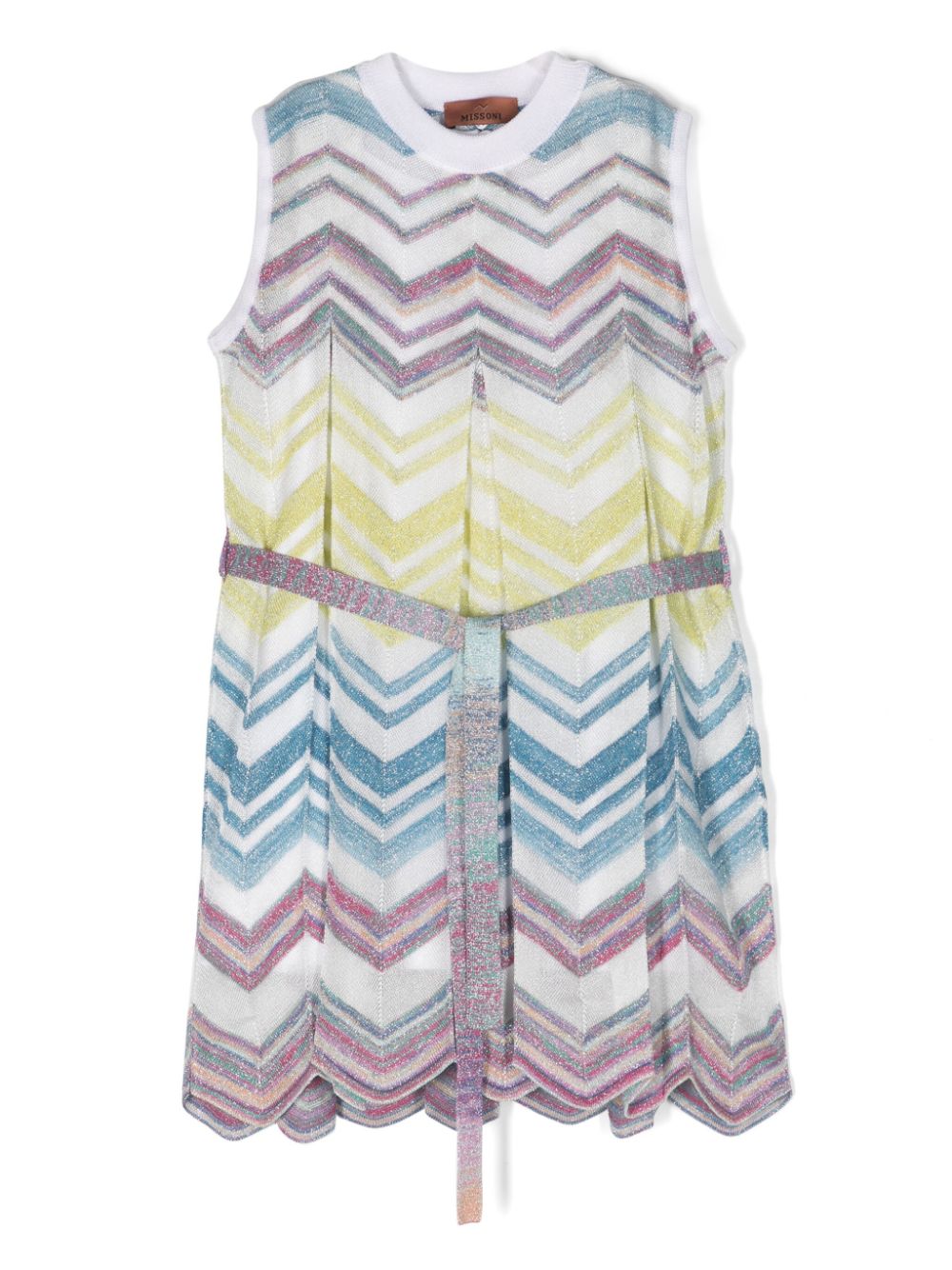 Missoni Kids Gürtel-Kleid mit Zickzackmuster - Weiß von Missoni Kids