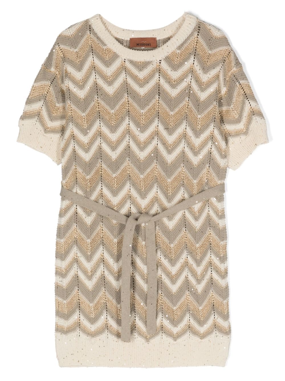 Missoni Kids Minikleid mit Zickzackmuster - Nude von Missoni Kids