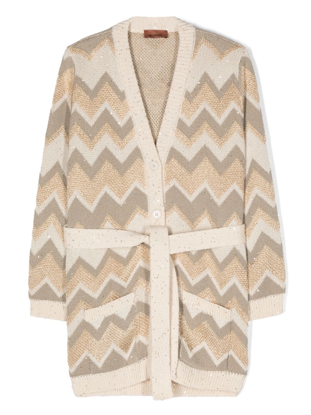 Missoni Kids Pailletten-Cardigan mit Zickzackmuster - Nude von Missoni Kids