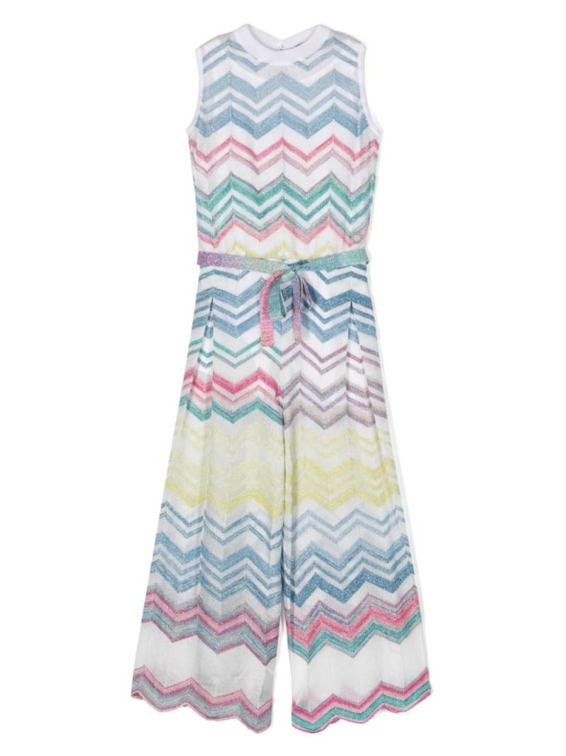 Missoni Kids Gürtel-Jumpsuit mit Zickzackmuster - Weiß von Missoni Kids